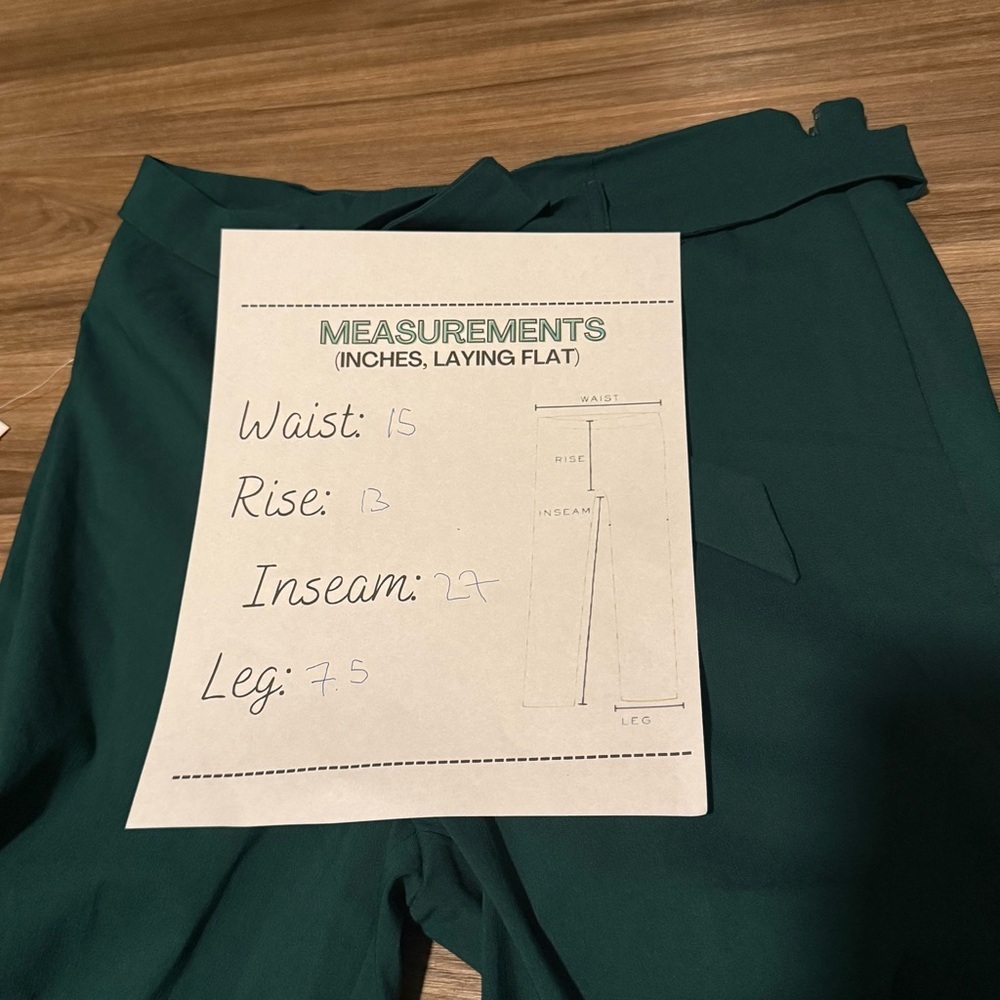 JustFab Dark Green/Teal High-Waist Paperbag Pants | Size XL | NWT - Picture 10 of 10